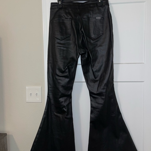 Rock and roll black leather flare jeans - Picture 3 of 6